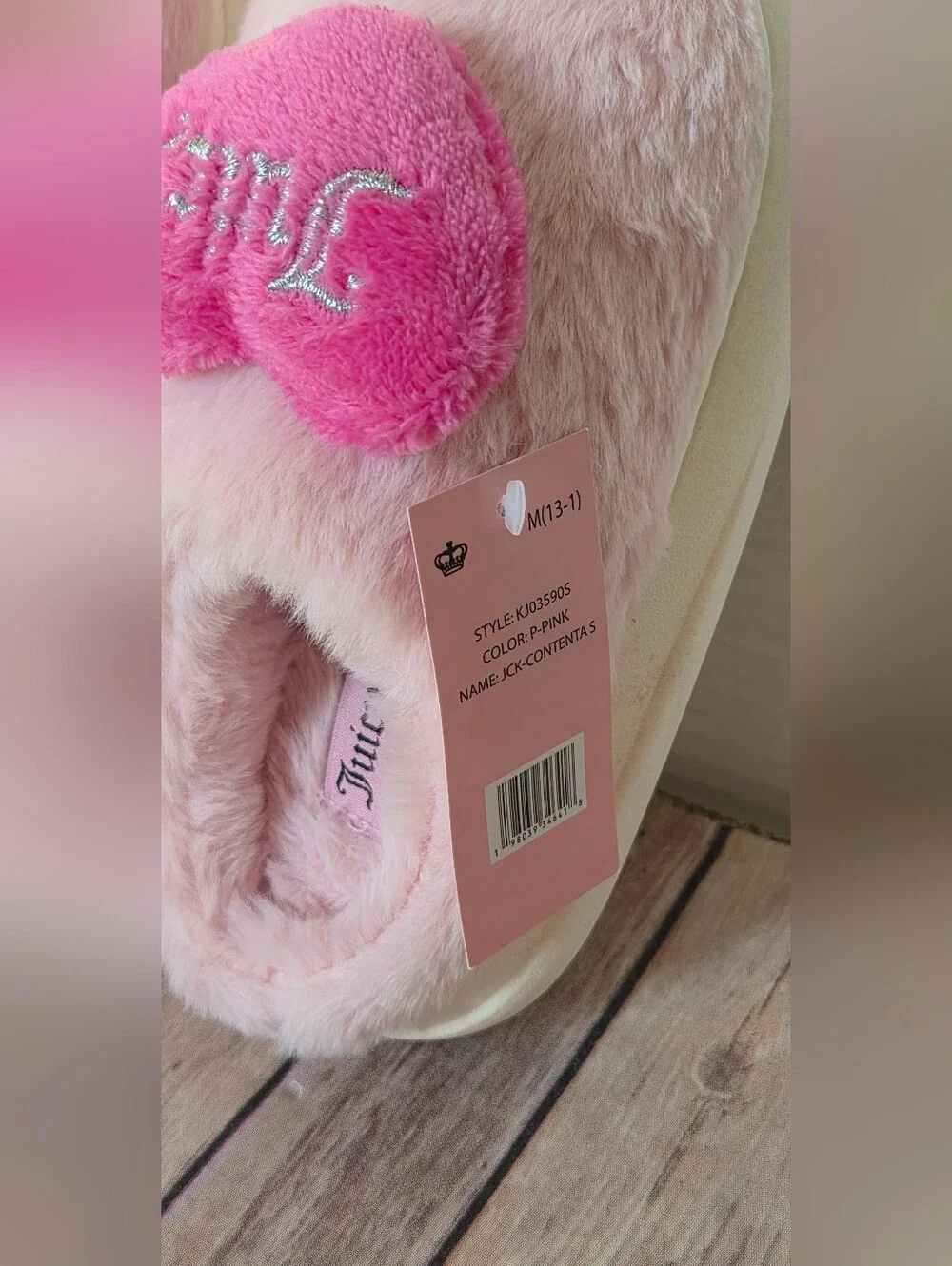 Juicy Couture Kids Pink Plush Heart Slip-On Shoes NWT